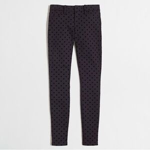 J. Crew Factory Gigi Straight Leg Pants Black Gray Tonal Polka Dots Size 8